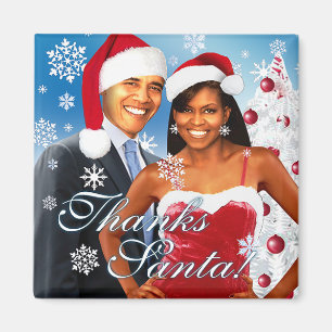 Tack Santa! Barack och Michelle magnet