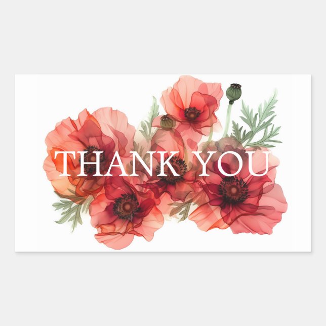 Tack Scarlet Petal Elegance Rektangulärt Klistermärke (Framsida)