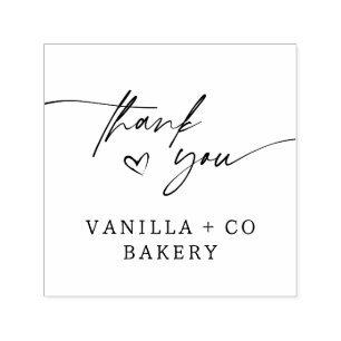Tack Script Heart Baked Goods Bakery Business Självfärgande Stämpel