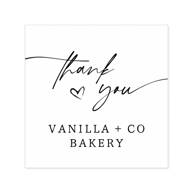 Tack Script Heart Baked Goods Bakery Business Självfärgande Stämpel (Design)