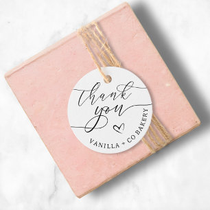 Tack Script Heart Baked Goods Business Gåvor Etiketter