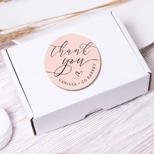 Tack Script Heart Baked Goods Business ROSA Runt Klistermärke