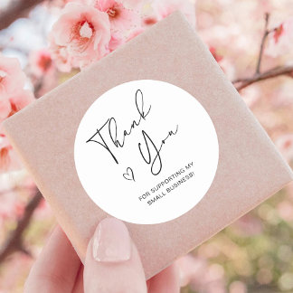 Tack Script Heart Small Business Runt Klistermärke