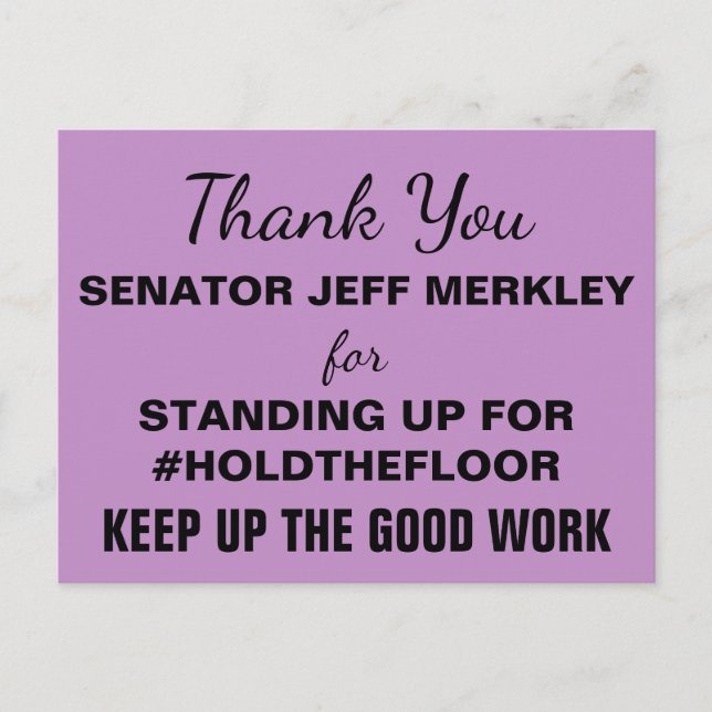Tack senator Merkley #HållGolvet Resistera Vykort (Framsida)