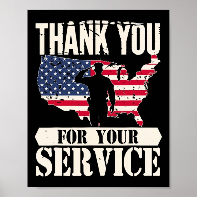Tack Service Veteran America Patriot Military Poster (Framsidan)