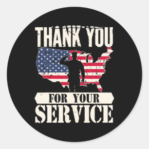 Tack Service Veteran America Patriot Military Runt Klistermärke