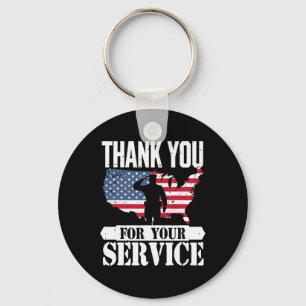 Tack Service Veteran Salute Patriot Military Nyckelring