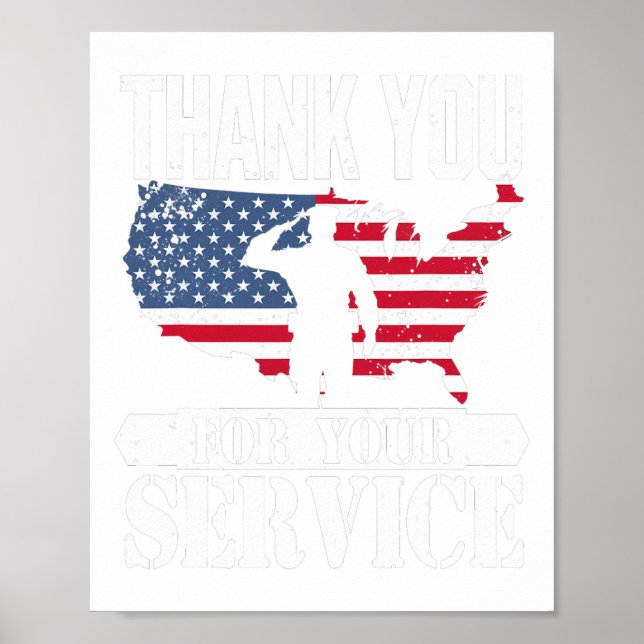 Tack Service Veteran Salute Patriot Military Poster (Framsidan)