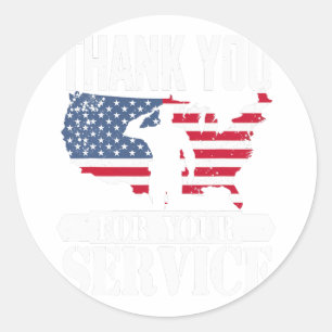 Tack Service Veteran Salute Patriot Military Runt Klistermärke