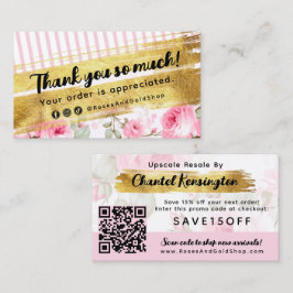 Tack Shabby Blush Watercolor Rosor Rabatt Visitkort