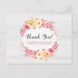 Tack Shabby chic Ro & Rustic Wood Blommigt Vykort