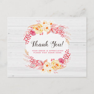 Tack Shabby chic Ro & Rustic Wood Blommigt Vykort