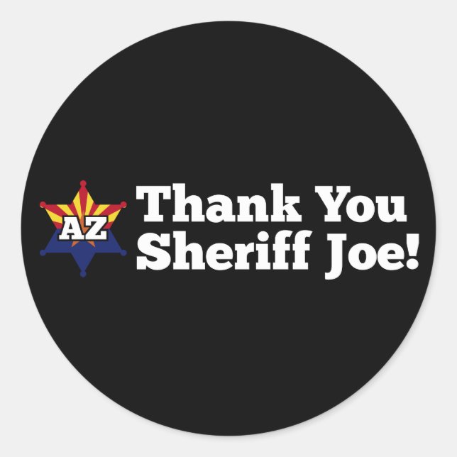 Tack sheriff Joe! Runt Klistermärke (Framsida)