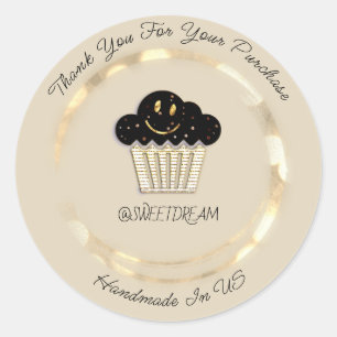 Tack Shop Chocolate Muffin Pastel Guld Smile Runt Klistermärke