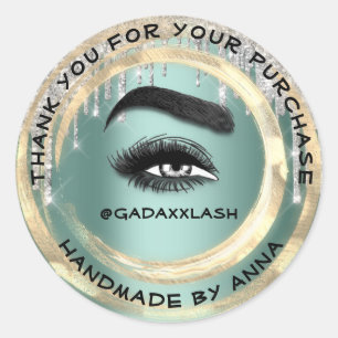 Tack Shopping Makeup Artist Lash Grönt Guld Runt Klistermärke