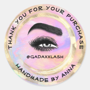 Tack Shopping Makeup Artist Lash Holograph Runt Klistermärke