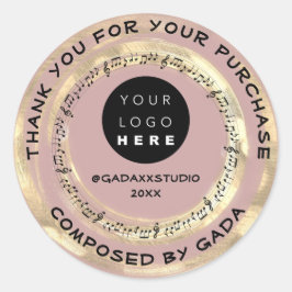 Tack Shopping Music Logotyp Social Notes Ro Runt Klistermärke