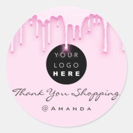 Tack Shopping Namn Instagra Logotyp Rosa Runt Klistermärke