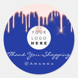 Tack Shopping Namn Logotyp Ro flottan Runt Klistermärke