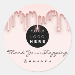 Tack Shopping Namn Logotyp Ro Powder Runt Klistermärke