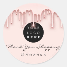 Tack Shopping Namn Logotyp Ro  Runt Klistermärke