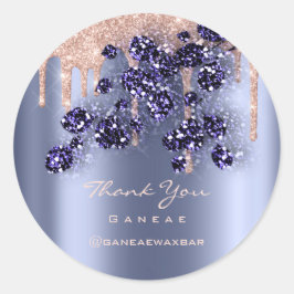 Tack Shopping Ro Glitter Blue Blommigt Runt Klistermärke
