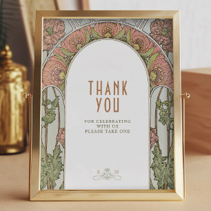 Tack Sign Guests Vintage Art nouveau av Mucha Poster