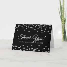 "Tack" Silver Faux Glitter Confetti Black Tack Kort