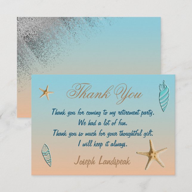 Tack, silver Glitter Seashell Starfish Pension Anteckningskort (Fram/baksida)