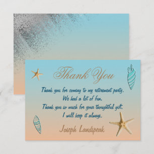 Tack, silver Glitter Seashell Starfish Pension Anteckningskort