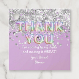 Tack Silver Regnbågsballonger Gåvor Etiketter