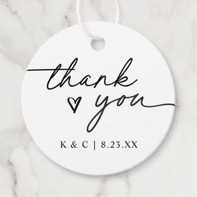 Tack Simple Handwrite Heart Bröllop Gåvor Etiketter (Framsida)
