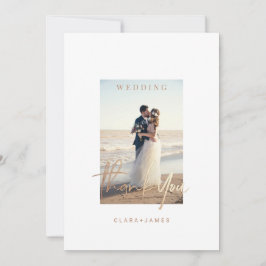 Tack Simple Script Bröllop Beach Photo Card Inbjudningar