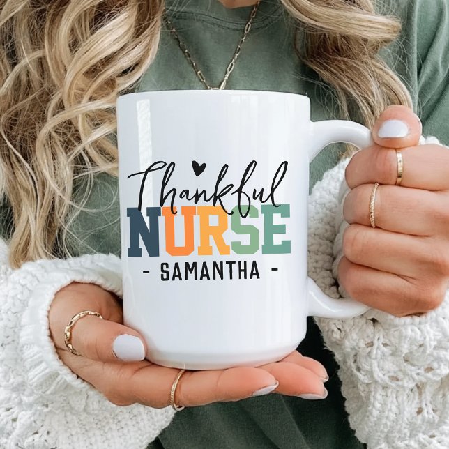Tack, sjuksköterska mugg, Anpassningsbar sjuksköte Kaffemugg (Thankful nurse mug, Nurse appreciation gift, thanksgiving gift for nurse, Halloween mug for nurse,)