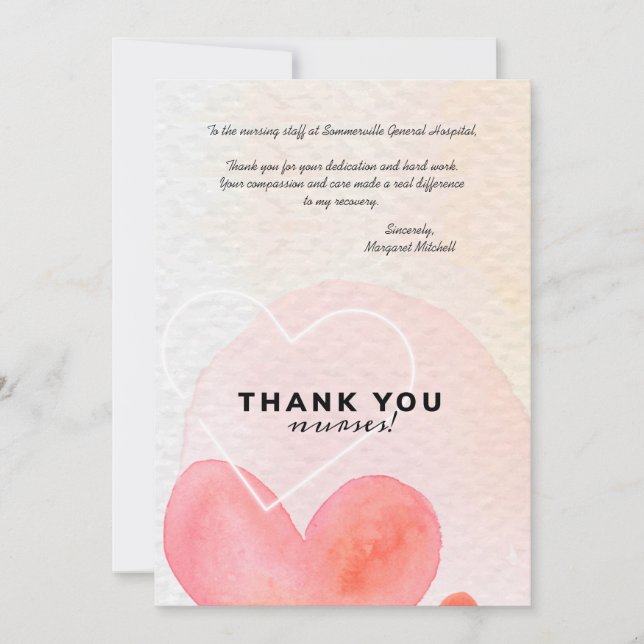 Tack sjuksköterskor kort (Framsida)