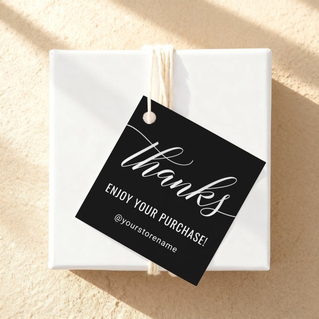 Tack Skrift Njut Av Ditt Köp Svart Gåvor Etiketter (Skapare uppladdad)