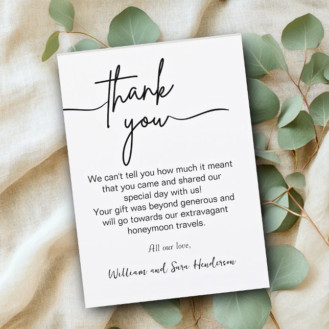 Tack Skript Bröllop Tack Postkort Vykort (Thank You Script Wedding Thank You Postcards)