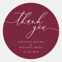 Tack skript burgunder enkla namn datum