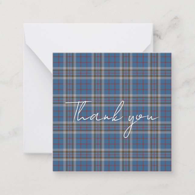 Tack Skript Plaid Tartan Thompson Rustik Anteckningskort (Framsida)