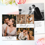 Tack-skriptkort för Bröllop-fotokollage<br><div class="desc">Budget, Elegant, minimalistiskt handstil, Bröllop 4 Photo Collage Tack-personlig till ett rimligt pris, ett tunt kort med låg budget. Snyggt bröllop tackar dig för att du har en kortmall med fyra foto på framsidan och ett foto på baksidan. ***VÄNLIGEN NOTERA! *** BUDGETEN PAPPER/FLYER ÄR PAPPER. *** UPPGRADERA PAPPRA FÖR EN...</div>
