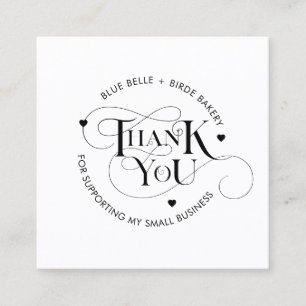 Tack Small Business Heart Vintage Typography Fyrkantigt Visitkort
