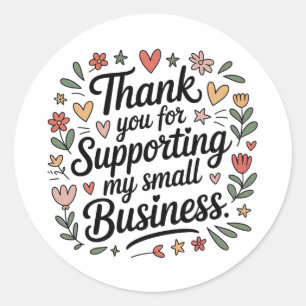 Tack Small Business Sticker - Cute Minimal St Runt Klistermärke