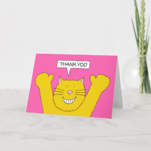 Tack Smiling Tecknad Ginger Cat Kort