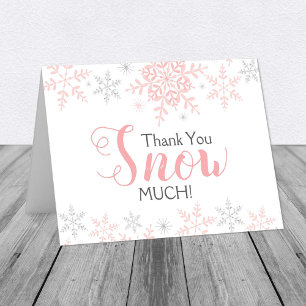 Tack SNÖ MYCKET Rosa Winter Baby Shower Note Kort
