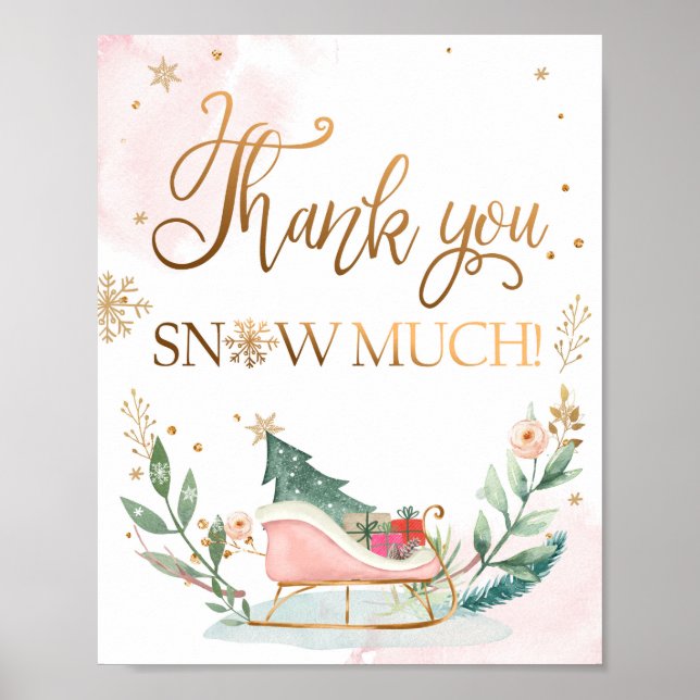 Tack Snö mycket Underteckna Sleigh Girl Birthday Poster (Framsidan)