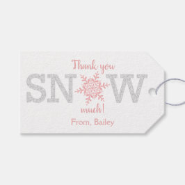 Tack SNÖ Mycket Vinter ENdrland Rosa Silver Presentetikett