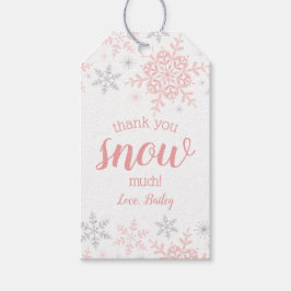 Tack SNÖ Mycket Vinter ENdröm Land Pink Silver Presentetikett