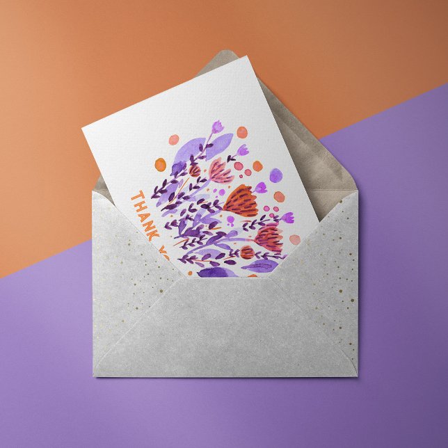 Tack Snygga retro doodle blommor Vykort (Skapare uppladdad)
