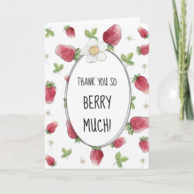 Tack So Berry Much Strawberry Kort (Framsida)