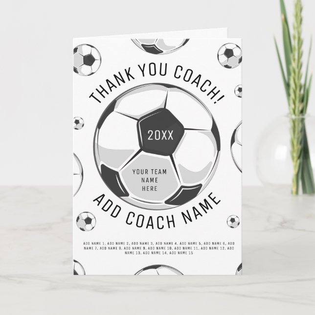 Tack Soccer Coach Black & White Player Namn (Framsida)